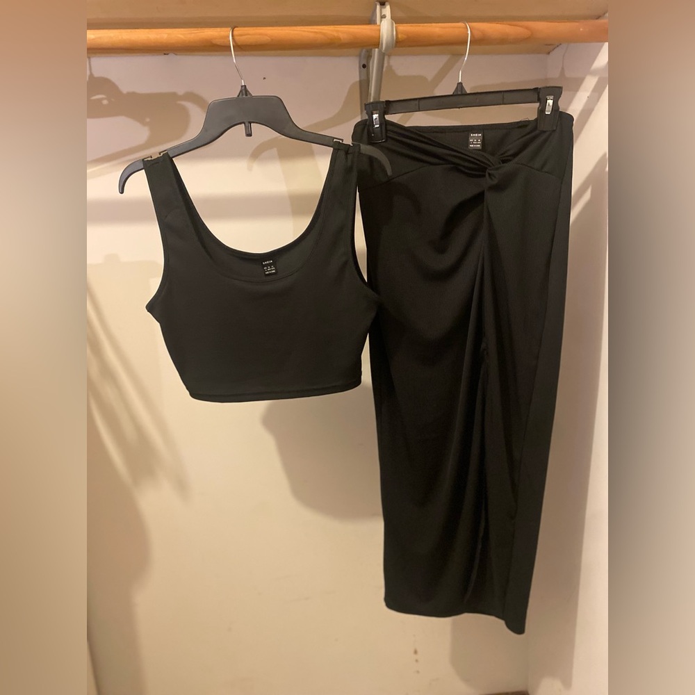 Black Skirt and Crop Top 2 piece set